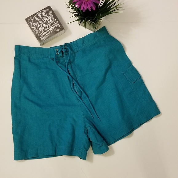 Vintage White Stag Turquoise High Waist Short - Picture 1 of 7
